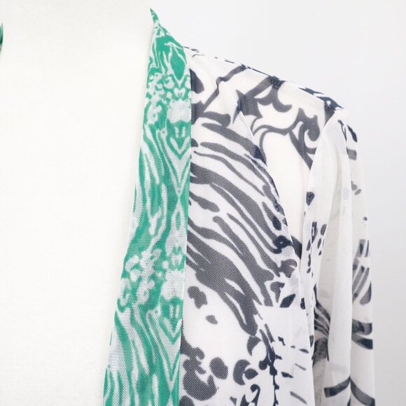 Chico's Easywear Cardigan Women L White Boho Eclectic Artistic Swim Cover Travel - Picture 7 of 16